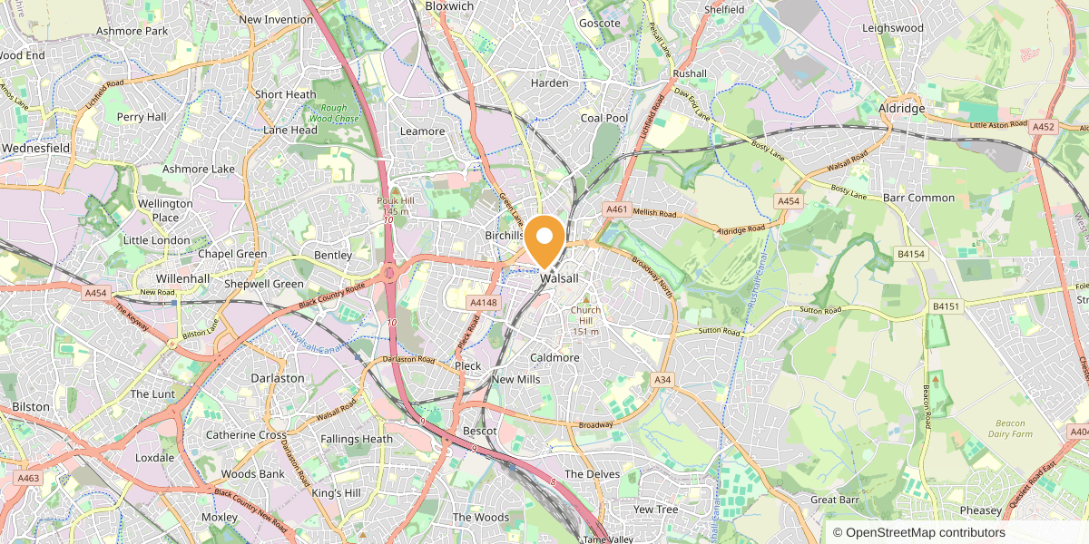Map showing where Eco Air Source Heat Pump Installer is based in Walsall