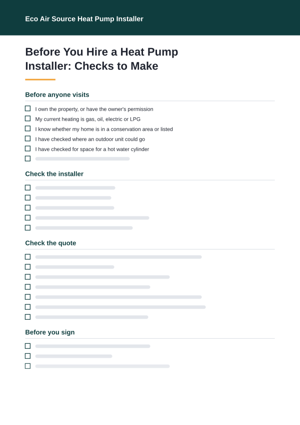 Preview of the first page of Before You Hire a Heat Pump Installer: Checks to Make