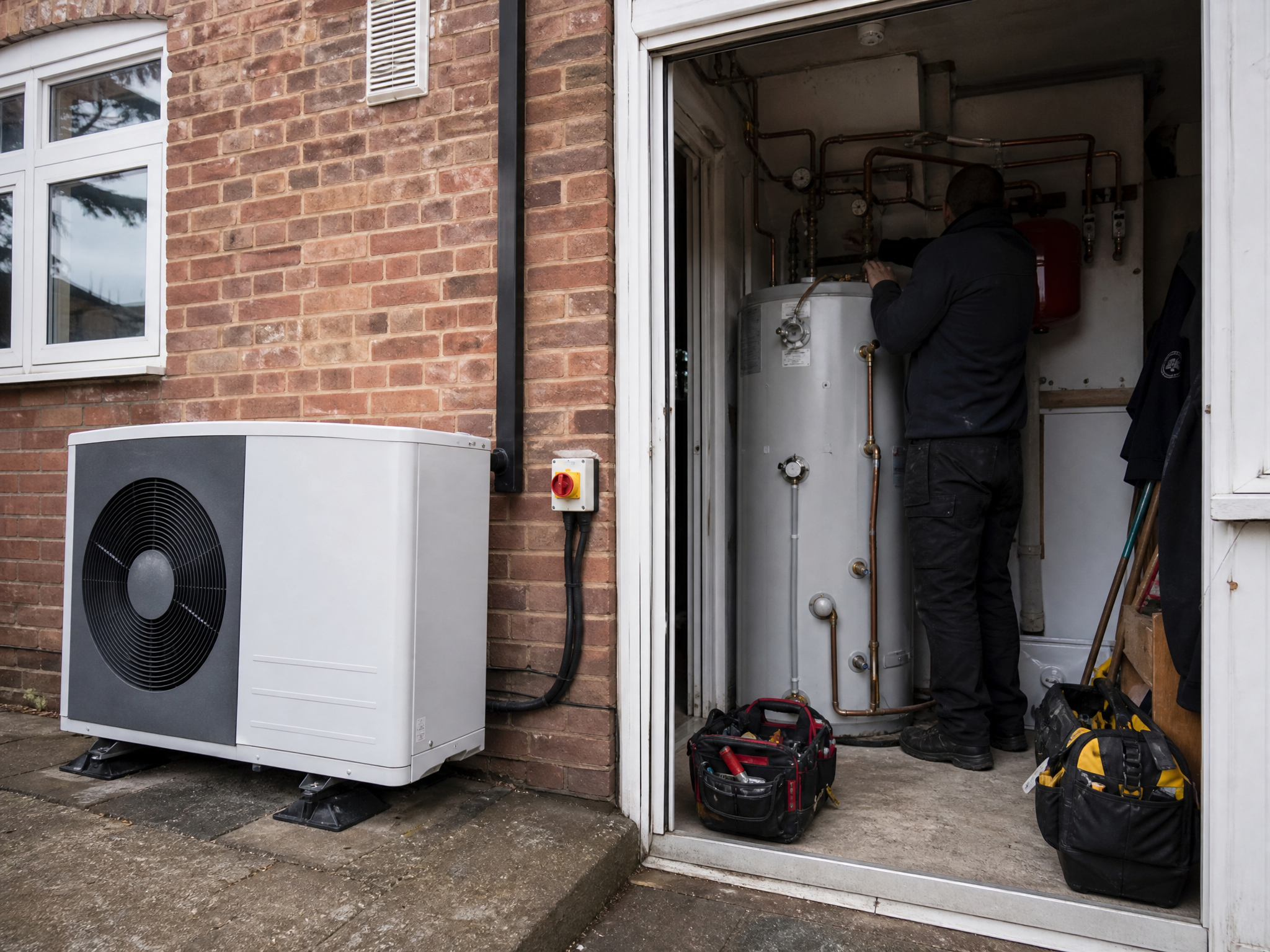 Property context showing the area relevant to do you need a hot water cylinder with a heat pump? at a British home