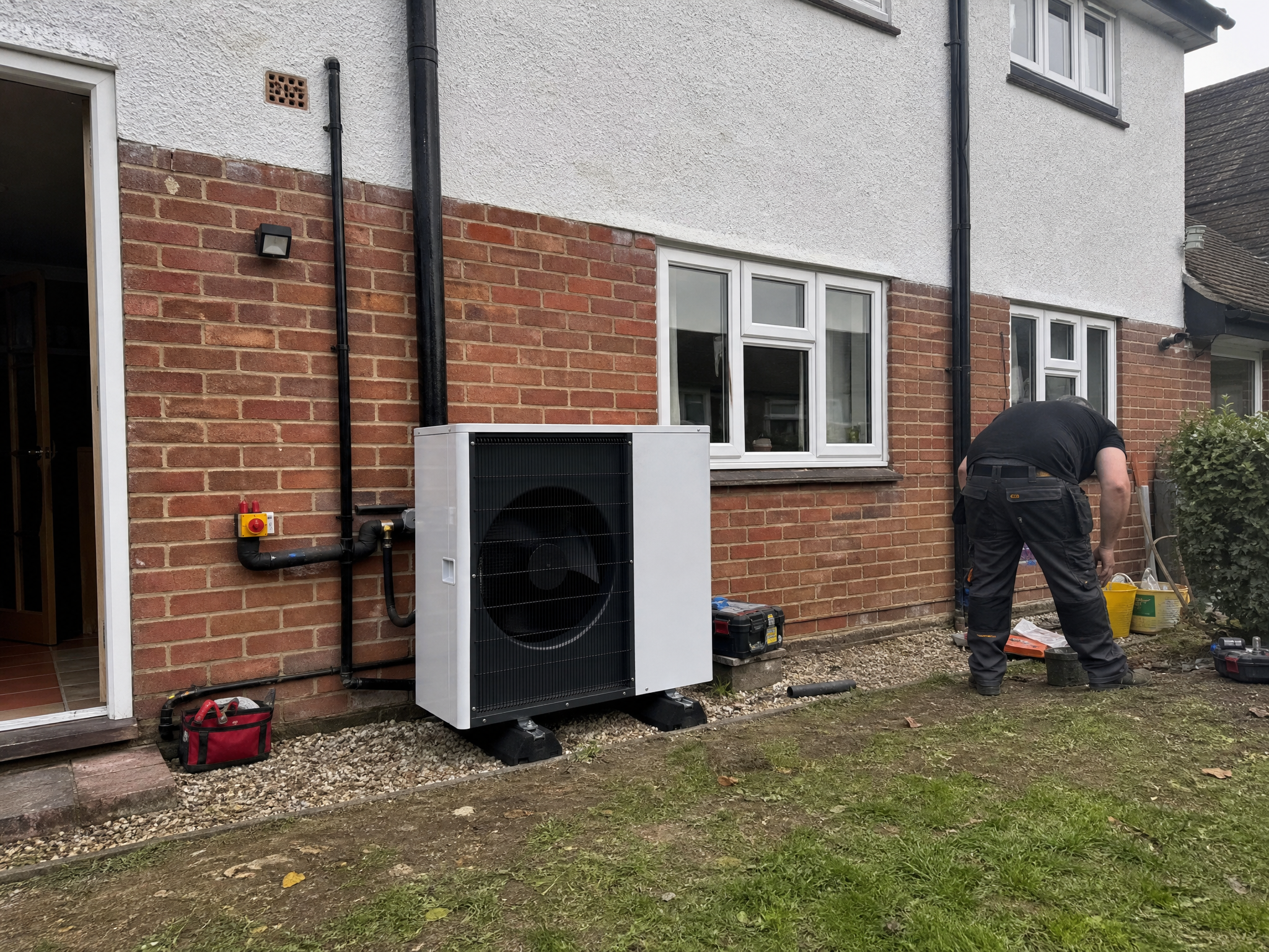 Property context showing the area relevant to how does an air source heat pump work? at a British home