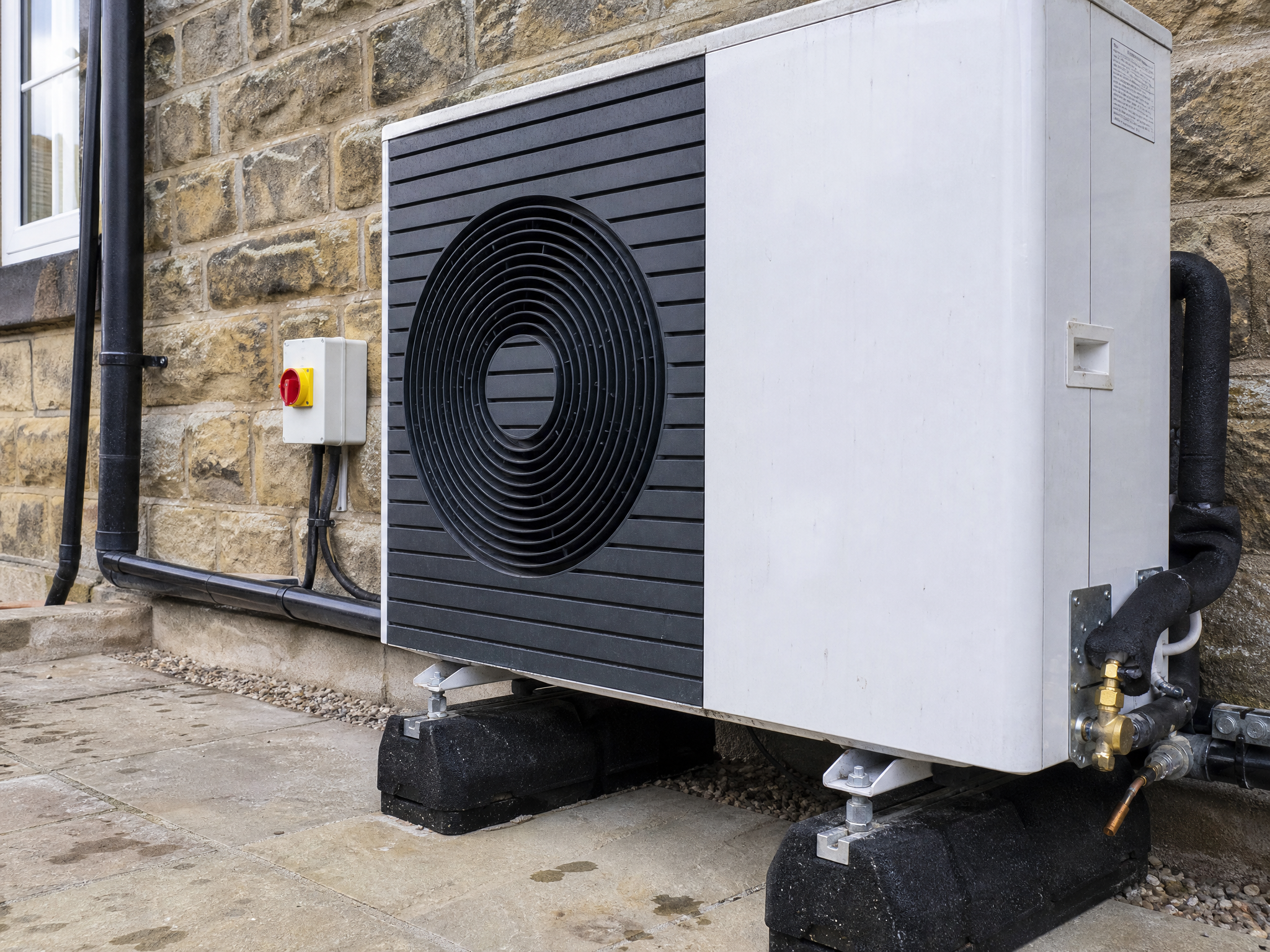 Close-up detail relevant to air source heat pump installation — showing materials and installation technique